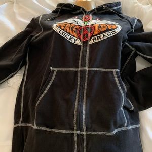 Lucky Brand black Zipper hoodie ☮️ size L